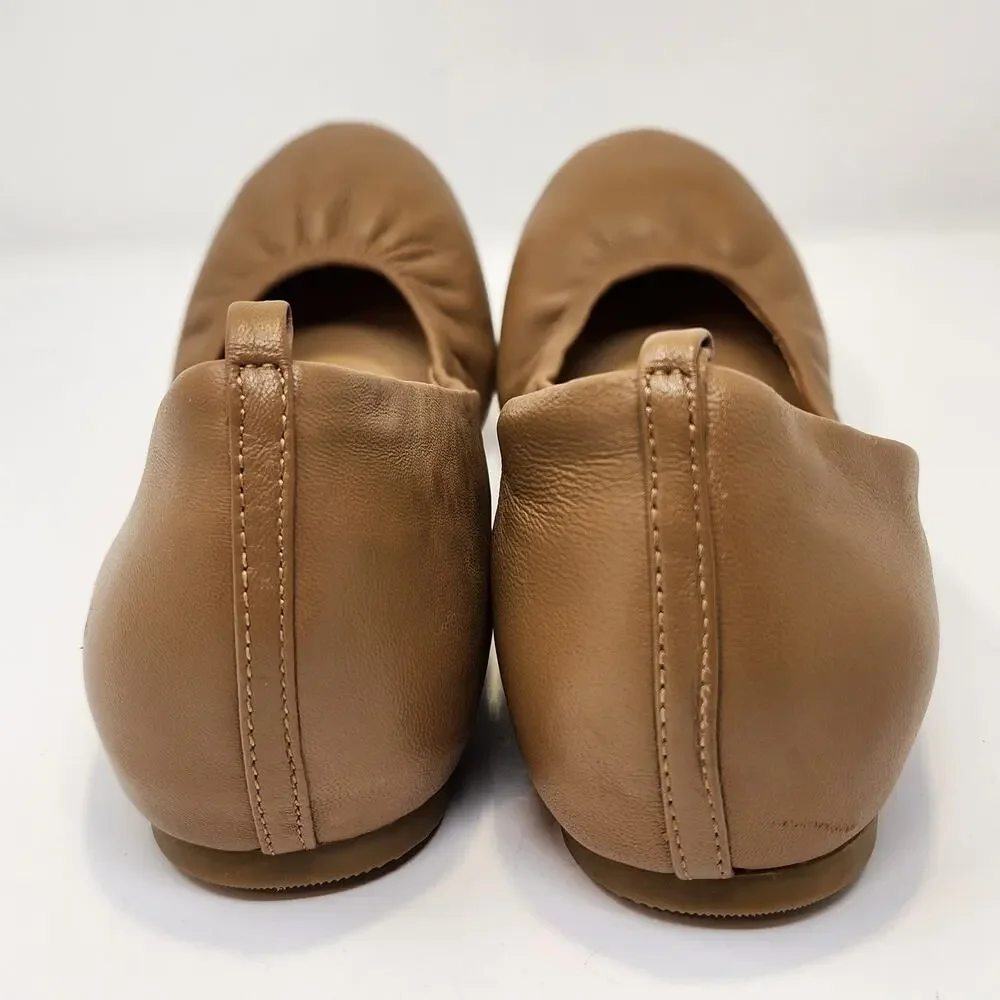 J Crew Women Anya Tan Leather Ballet Flats Size 9 Slip On Shoes Classic Neutral - Picture 5 of 9
